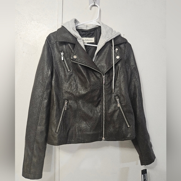 Brown Faux Leather Jacket with Detachable Hood! - Picture 1 of 7